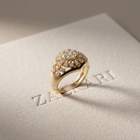 0.70CTW Round Cut Lab Grown Diamond Geometric Cluster Ring for Women Gold