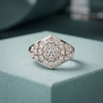 0.70CTW Round Cut Lab Grown Diamond Geometric Cluster Ring for Women White