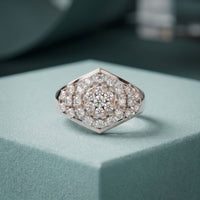 0.70CTW Round Cut Lab Grown Diamond Geometric Cluster Ring for Women White