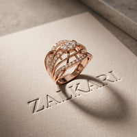 0.75CTW Round Cut Lab Grown Diamond Crisscross Fashion Ring for Women Rose Gold