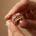 0.75CTW Round Cut Lab Grown Diamond Crisscross Fashion Ring for Women Rose Gold
