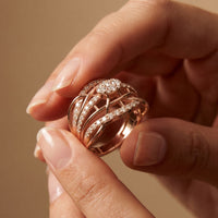 0.75CTW Round Cut Lab Grown Diamond Crisscross Fashion Ring for Women Rose Gold