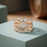 0.75CTW Round Cut Lab Grown Diamond Crisscross Fashion Ring for Women Rose Gold