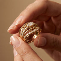 0.75CTW Round Cut Lab Grown Diamond Crisscross Fashion Ring for Women Gold