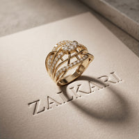 0.75CTW Round Cut Lab Grown Diamond Crisscross Fashion Ring for Women Gold