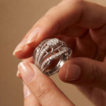 0.75CTW Round Cut Lab Grown Diamond Crisscross Fashion Ring for Women White