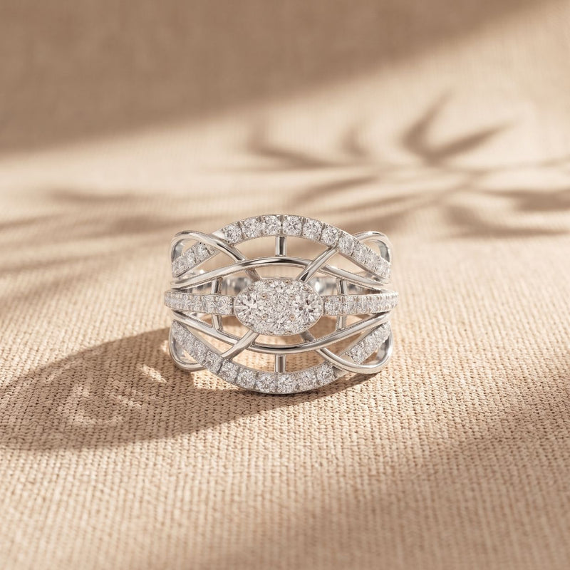 0.75CTW Round Cut Lab Grown Diamond Crisscross Fashion Ring for Women White