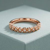 0.15CTW Round Cut Lab Grown Diamond Half Eternity Band for Women Rose Gold