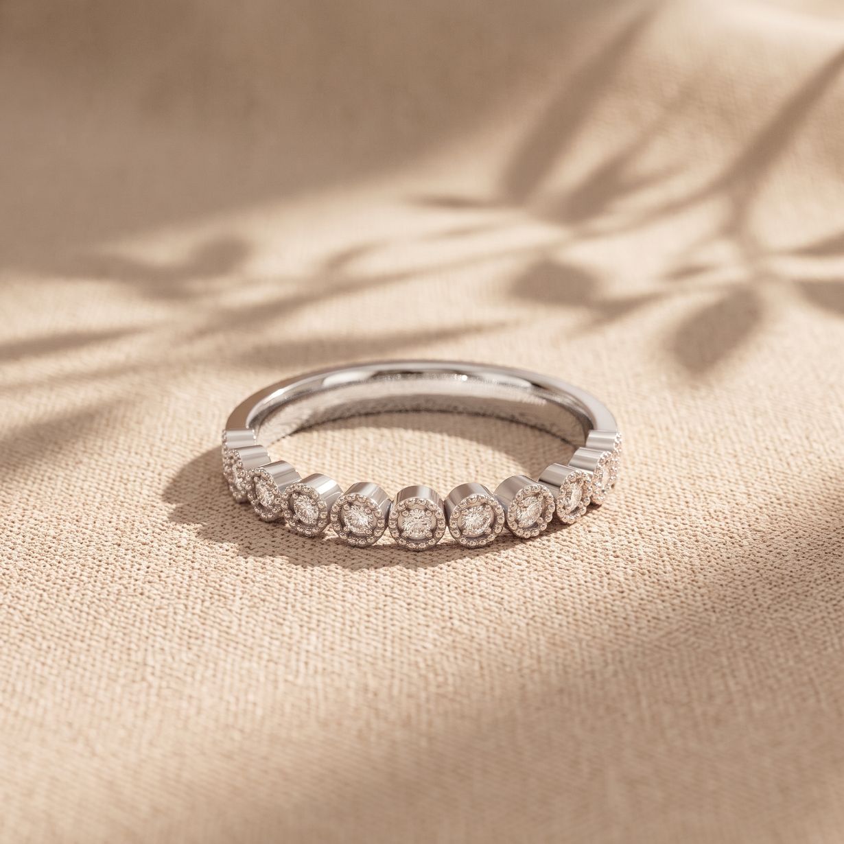 0.15CTW Round Cut Lab Grown Diamond Half Eternity Band for Women White