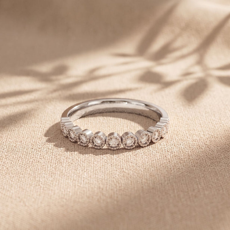 0.15CTW Round Cut Lab Grown Diamond Half Eternity Band for Women White