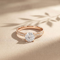 0.60CTW Round Cut Lab Grown Diamond Solitaire Ring with Accent Stones for Women Rose Gold