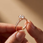 0.60CTW Round Cut Lab Grown Diamond Solitaire Ring with Accent Stones for Women Rose Gold