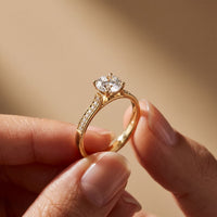0.60CTW Round Cut Lab Grown Diamond Solitaire Ring with Accent Stones for Women Gold