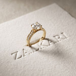 0.60CTW Round Cut Lab Grown Diamond Solitaire Ring with Accent Stones for Women Gold