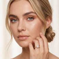 0.60CTW Round Cut Lab Grown Diamond Solitaire Ring with Accent Stones for Women Gold