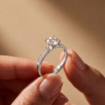 0.60CTW Round Cut Lab Grown Diamond Solitaire Ring with Accent Stones for Women White