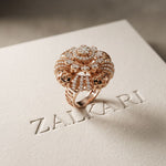 2CTW Round Cut Lab Grown Diamond Floral Statement Ring for Women Rose Gold