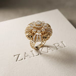 2CTW Round Cut Lab Grown Diamond Floral Statement Ring for Women Gold