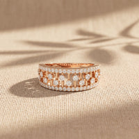 0.60CTW Round Cut Lab Grown Diamond Openwork Fashion Band for Women Rose Gold