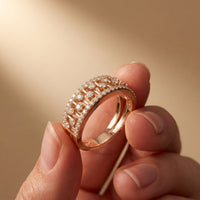0.60CTW Round Cut Lab Grown Diamond Openwork Fashion Band for Women Rose Gold