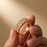 0.60CTW Round Cut Lab Grown Diamond Openwork Fashion Band for Women Gold