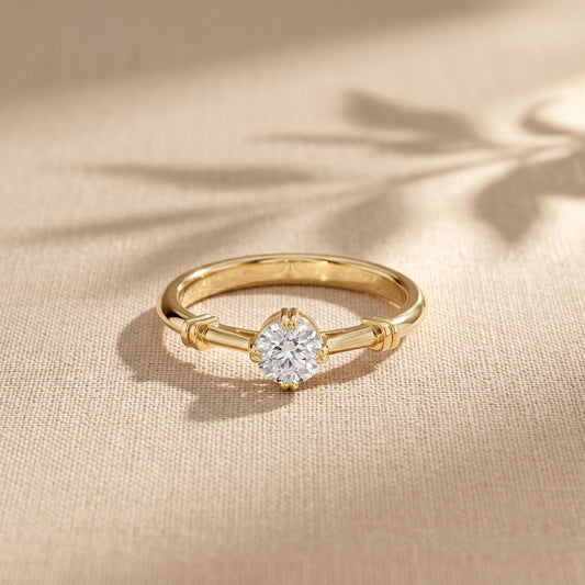 0.35CTW Round Cut Lab Grown Diamond Solitaire Ring for Women Gold