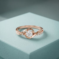 0.40CTW Round Cut Lab Grown Diamond Twist Solitaire Ring for Women Rose Gold