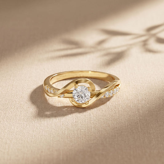 0.40CTW Round Cut Lab Grown Diamond Twist Solitaire Ring for Women Gold