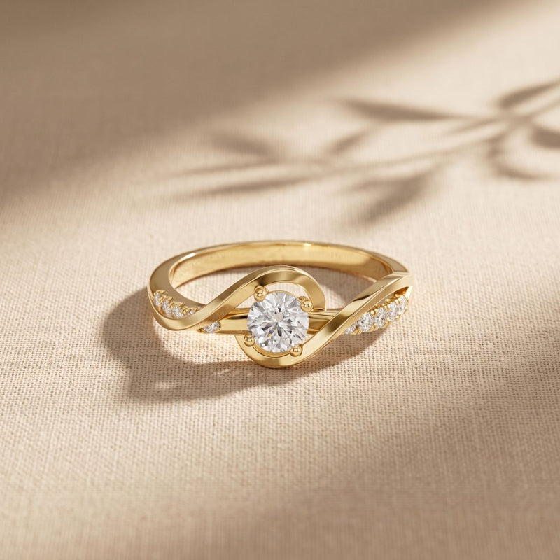 0.40CTW Round Cut Lab Grown Diamond Twist Solitaire Ring for Women Gold