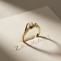 0.40CTW Round Cut Lab Grown Diamond Twist Solitaire Ring for Women Gold