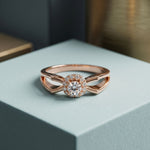 0.25CTW Round Cut Lab Grown Diamond Split Shank Halo Ring for Women Rose Gold