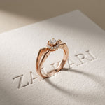 0.25CTW Round Cut Lab Grown Diamond Split Shank Halo Ring for Women Rose Gold