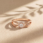 0.25CTW Round Cut Lab Grown Diamond Split Shank Halo Ring for Women Rose Gold