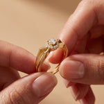0.25CTW Round Cut Lab Grown Diamond Split Shank Halo Ring for Women Gold