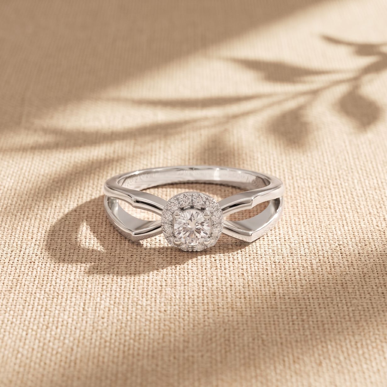 0.25CTW Round Cut Lab Grown Diamond Split Shank Halo Ring for Women White