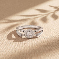 0.25CTW Round Cut Lab Grown Diamond Split Shank Halo Ring for Women White