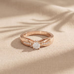 0.30CTW Round Cut Lab Grown Diamond Solitaire Ring with Accent Stones for Women Rose Gold