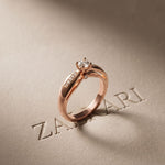 0.30CTW Round Cut Lab Grown Diamond Solitaire Ring with Accent Stones for Women Rose Gold