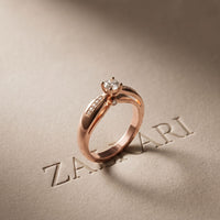 0.30CTW Round Cut Lab Grown Diamond Solitaire Ring with Accent Stones for Women Rose Gold