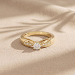 0.30CTW Round Cut Lab Grown Diamond Solitaire Ring with Accent Stones for Women Gold