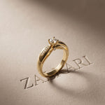 0.30CTW Round Cut Lab Grown Diamond Solitaire Ring with Accent Stones for Women Gold