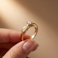 0.30CTW Round Cut Lab Grown Diamond Solitaire Ring with Accent Stones for Women Gold