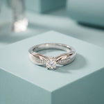 0.30CTW Round Cut Lab Grown Diamond Solitaire Ring with Accent Stones for Women White