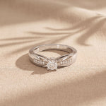 0.30CTW Round Cut Lab Grown Diamond Solitaire Ring with Accent Stones for Women White