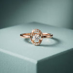 0.20CTW Round Cut Lab Grown Diamond Floating Frame Solitaire Ring for Women Rose Gold