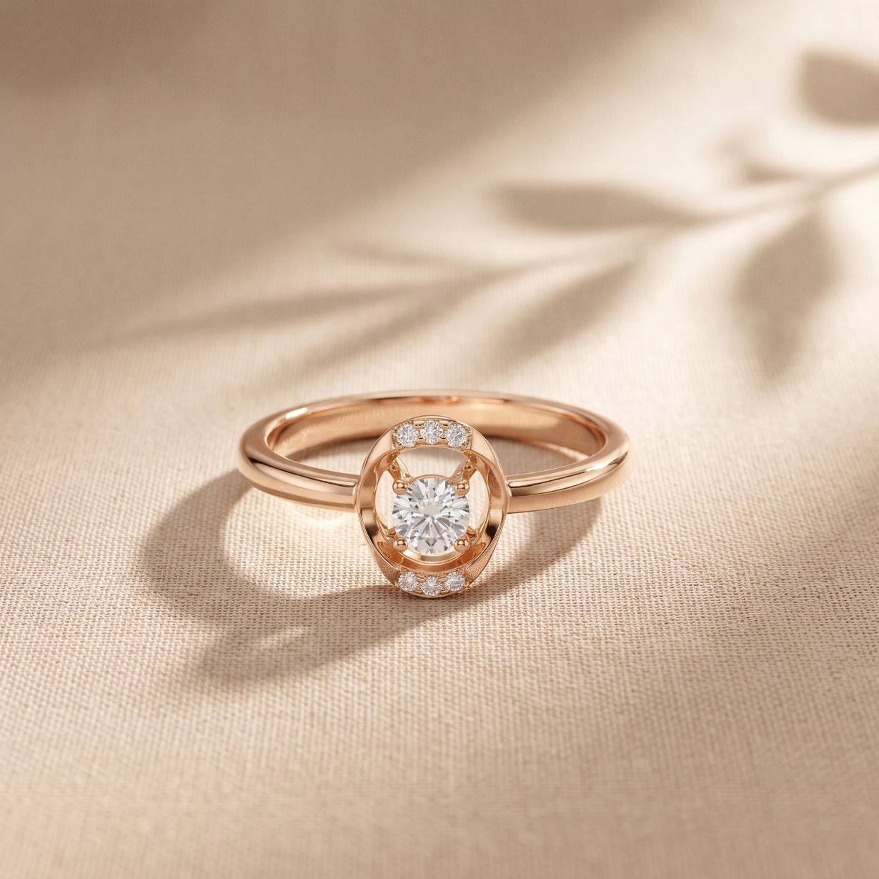 0.20CTW Round Cut Lab Grown Diamond Floating Frame Solitaire Ring for Women Rose Gold