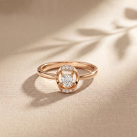 0.20CTW Round Cut Lab Grown Diamond Floating Frame Solitaire Ring for Women Rose Gold
