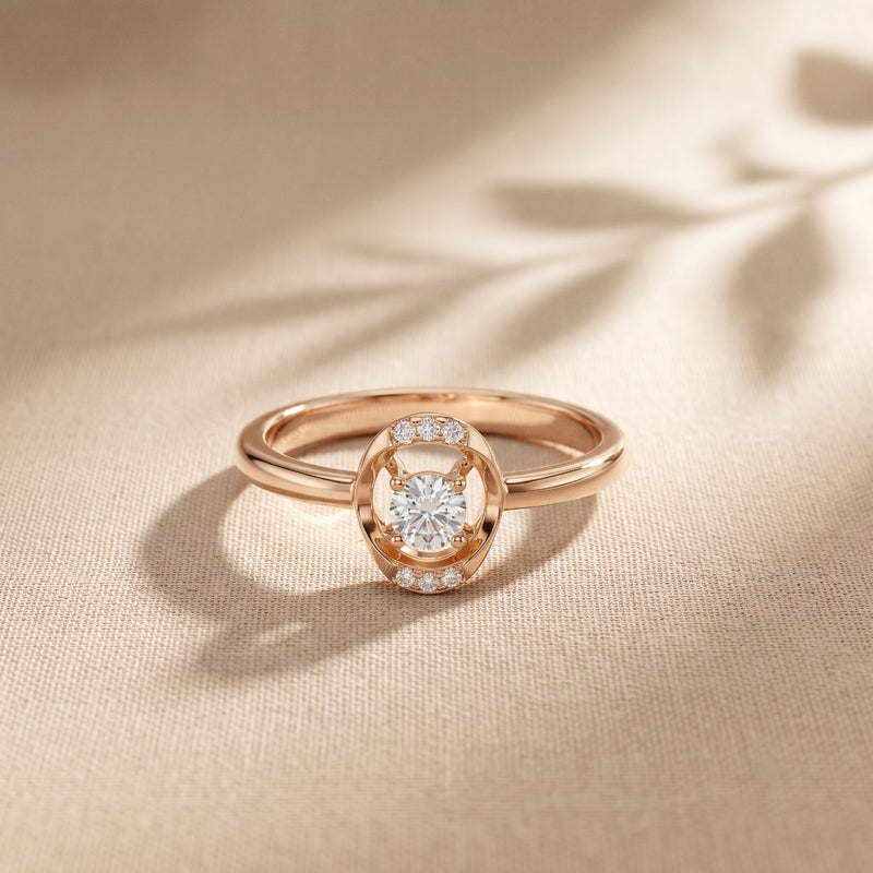 0.20CTW Round Cut Lab Grown Diamond Floating Frame Solitaire Ring for Women Rose Gold