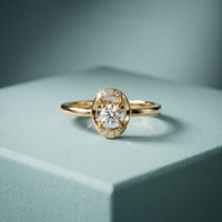 0.20CTW Round Cut Lab Grown Diamond Floating Frame Solitaire Ring for Women Gold