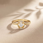 0.20CTW Round Cut Lab Grown Diamond Floating Frame Solitaire Ring for Women Gold